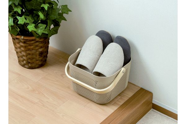 木製持ち手付　スクエアバスケット