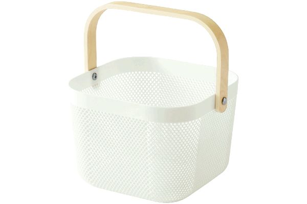 木製持ち手付　スクエアバスケット