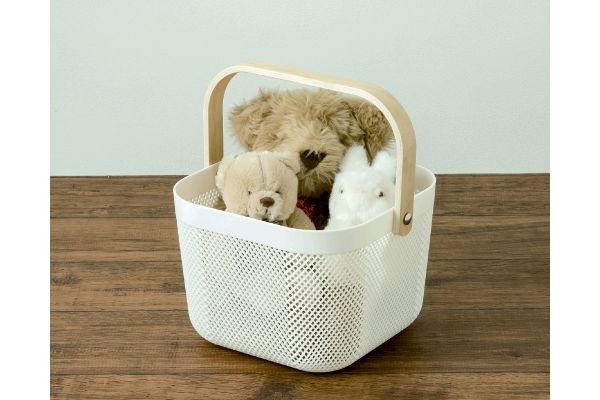 木製持ち手付　スクエアバスケット