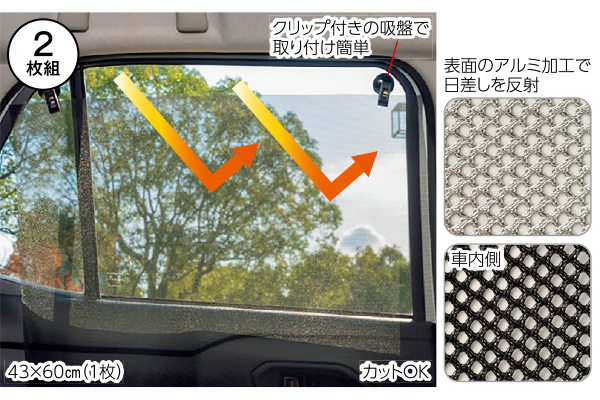 日差し和らぐ目かくしメッシュ　車用