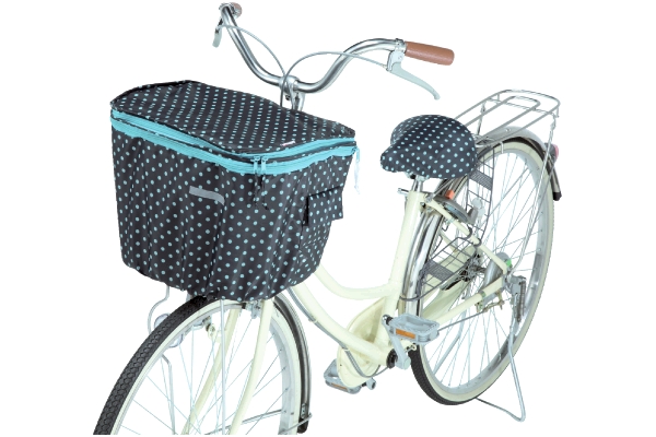 ２段式水玉前カゴカバー＆サドルカバー