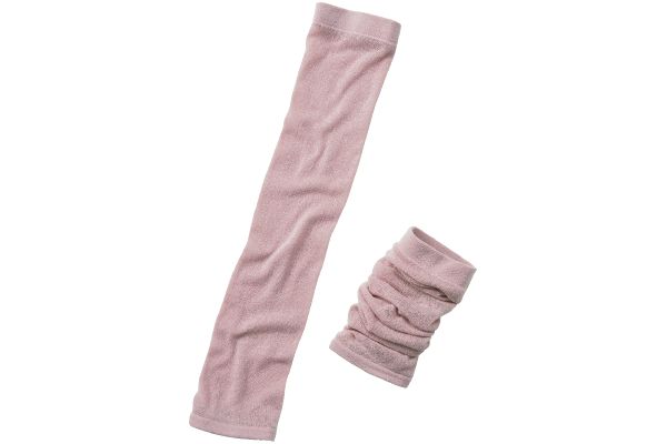 シルクわたでつむいだ冷えとりウォーマー ２枚組　ピンク