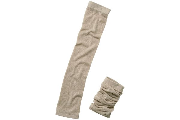 シルクわたでつむいだ冷えとりウォーマー （２枚組）ベージュ