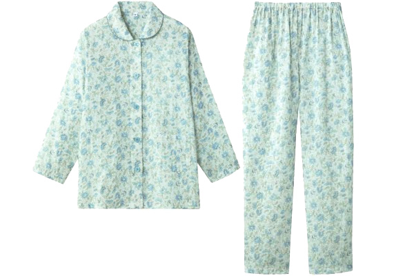 綿１００％ダブルガーゼパジャマ Ｍブルーグリーン系