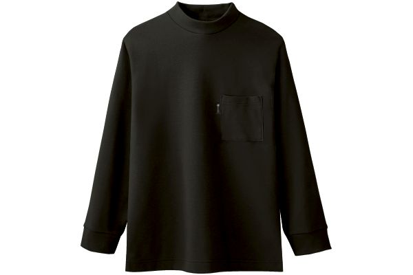 あったか起毛ポケット付ロングＴシャツ Ｍブラック