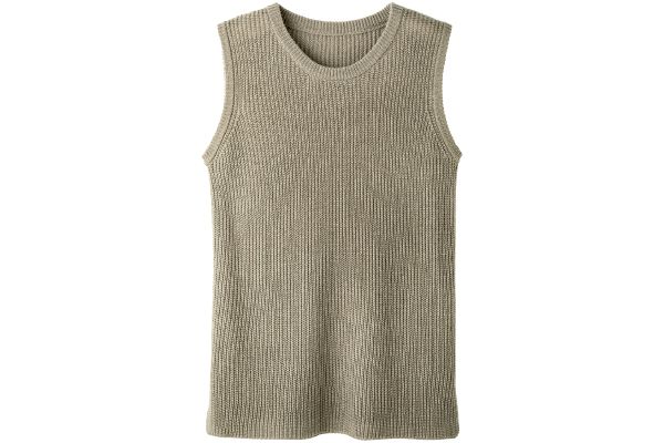 着心地ゆったりニットベスト Ｍグレージュ