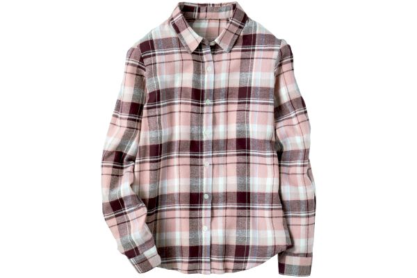 着心地やわらか綿100％フランネルシャツ Ｍローズグレー