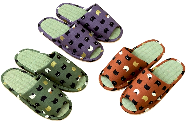 い草スリッパ　ほのぼのネコ