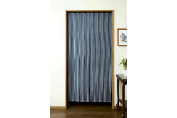 綿先染めロングのれん　紺縞