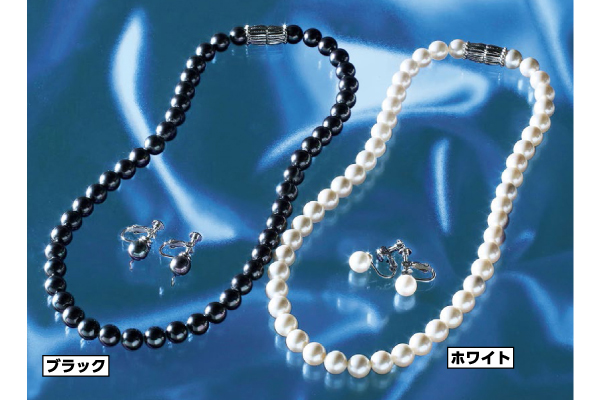 貝パールネックレス　イヤリングセット ブラック