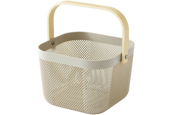 木製持ち手付　スクエアバスケット モカ