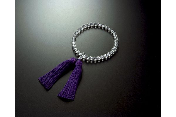 念珠　本水晶共仕立古代紫房