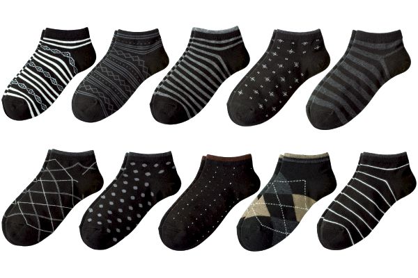 ブラックデザインスニーカー丈ソックス