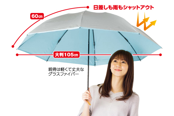 ＵＶ晴雨兼用大きい３つ折傘