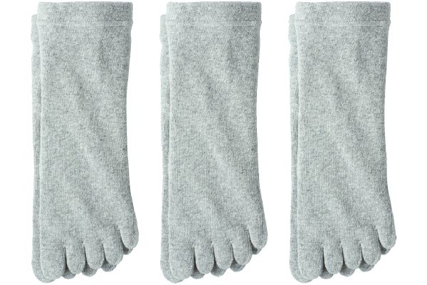 匠の技こだわり　綿の5本指ソックス 3足組グレー　22〜25ｃｍ