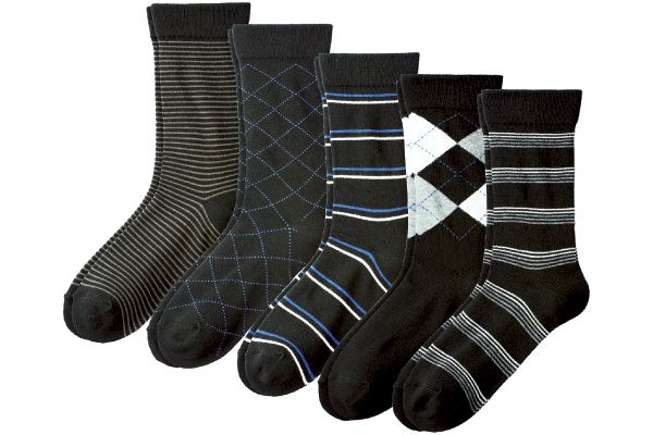 ゴムなしメンズカジュアルソックス（5柄組 25〜28ｃｍ）