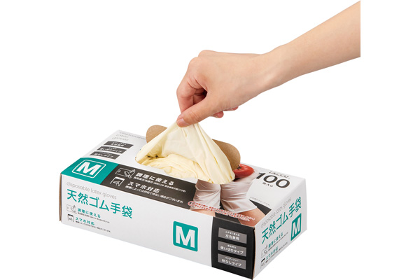 【ネット限定】天然ゴム手袋　　M　100枚入り