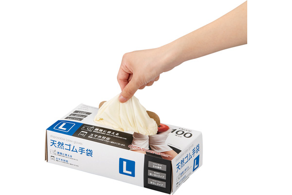 【ネット限定】天然ゴム手袋　　L　100枚入り