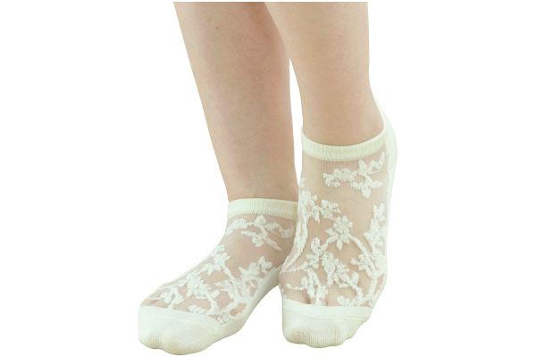 シースルーモダン花柄スニーカー丈ソックス