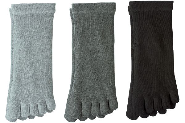 丈夫で長持ちモノトーン5本指ソックス