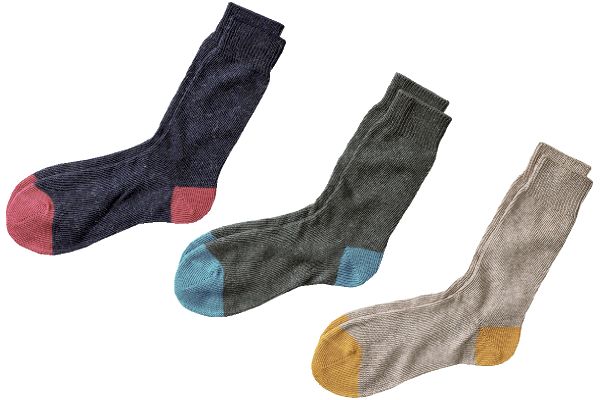 麻混ざっくり編みゆったりメンズソックス