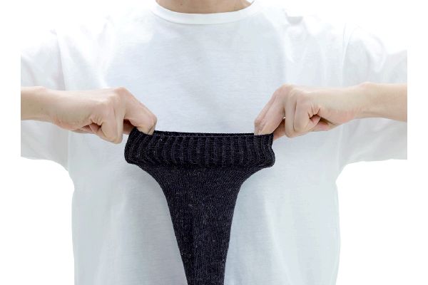 麻混ざっくり編みゆったりメンズソックス