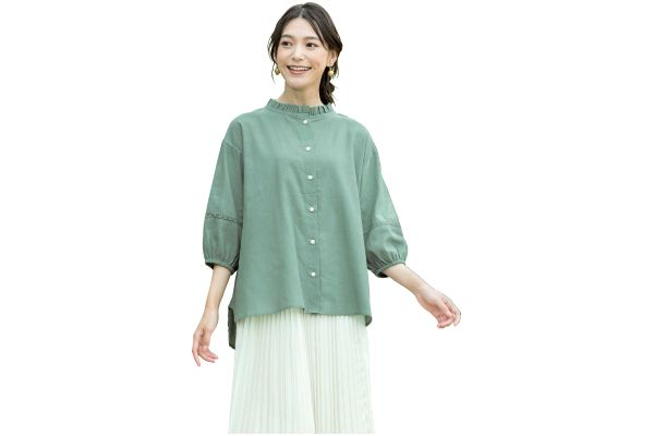 インド綿レース付きブラウス