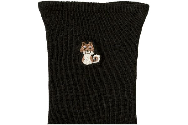 ゆったりワンちゃん刺繍ソックス（すべり止め付）