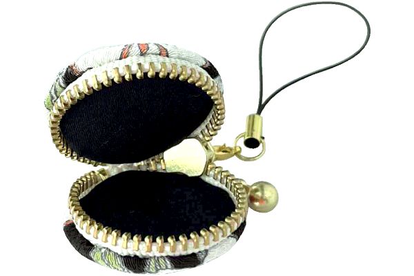 【ネット限定】和風まかろんストラップ　　桜づくし　黒