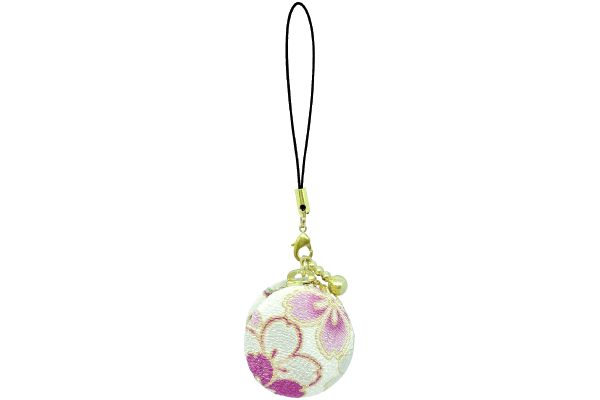 【ネット限定】和風まかろんストラップ　　桜づくし　白