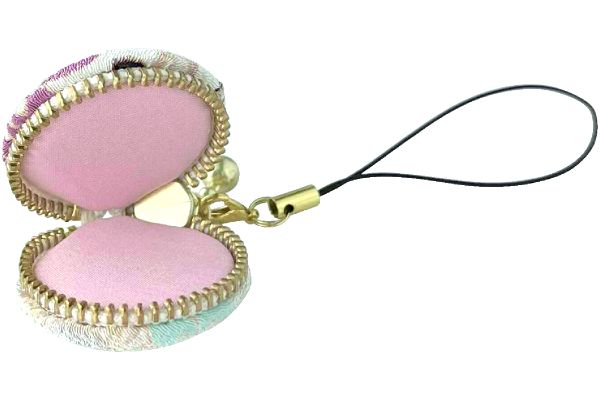 【ネット限定】和風まかろんストラップ　　桜づくし　白