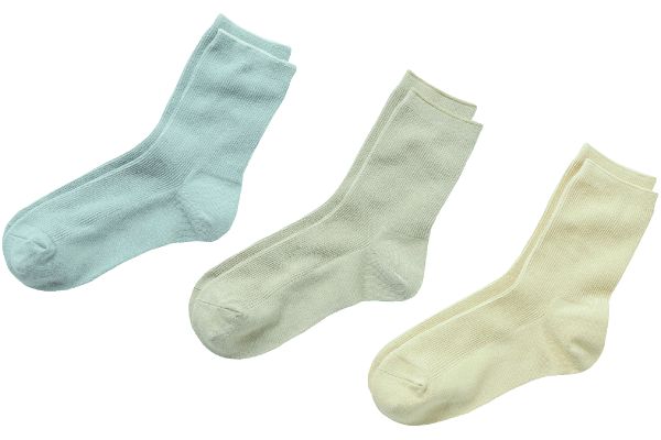 麻混リブ編みフィットソックス