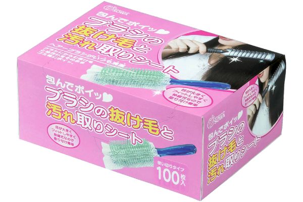 ブラシの抜け毛と汚れ取りシート