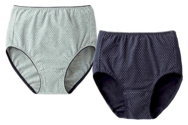 綿１００％深ばきドット柄ショーツ （２色組）Ｍ