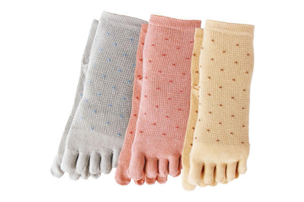 [麻混]ドット柄５本指ソックス