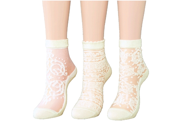 モダンシースルーソックス（3柄組　22〜25ｃｍ）
