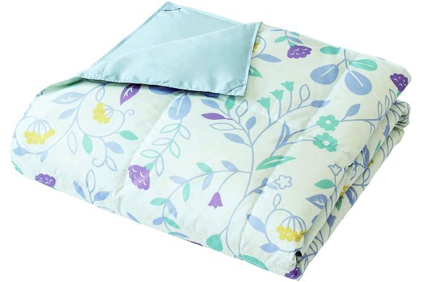 洗えるダウンケット（シングル 140×190ｃｍ） リーフ　ブルー