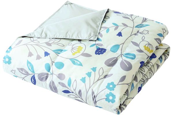 洗えるダウンケット（シングル 140×190ｃｍ） リーフ　グレー