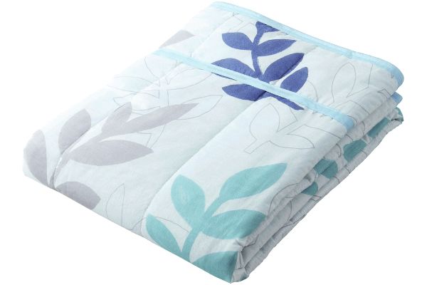 さらさらガーゼケット シングルリーフ柄　ブルー