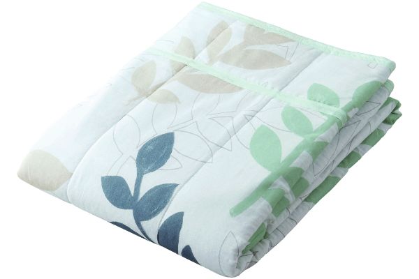 さらさらガーゼケット シングルリーフ柄　グリーン