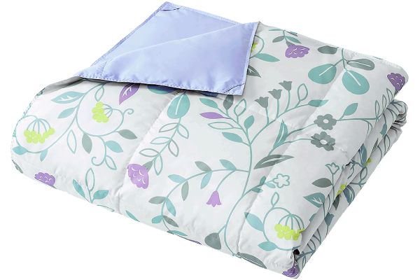 洗えるダウンケット（シングル 140×190ｃｍ） リーフ　ラベンダー