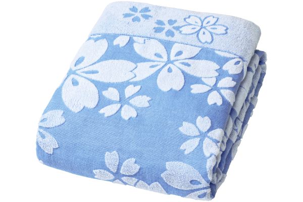 [今治産]タオルケット　桜柄 ブルー