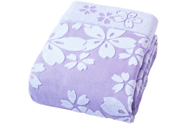 [今治産]タオルケット　桜柄 パープル