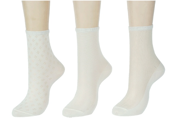 【ネット限定】ナチュラルクリアソックス　　（３柄組　23〜25cm）　ベージュ　