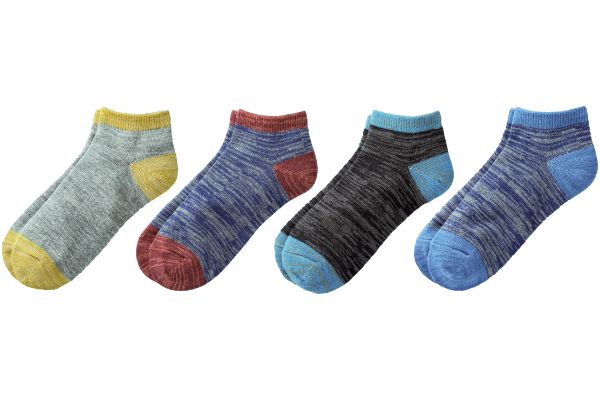 とにかく丈夫なショート丈ソックス （4色組）22〜25ｃｍ