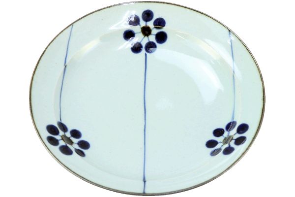 【ネット限定】[波佐見焼]手描き青い実　６寸皿　　　