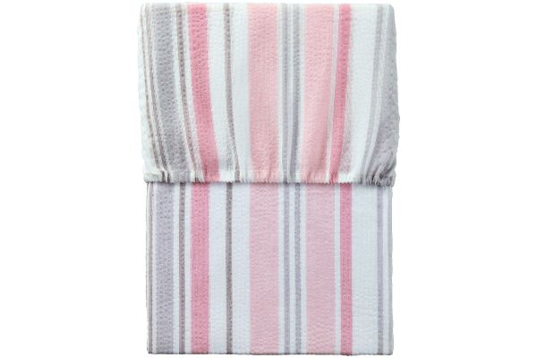 先染め綿混しじらワンタッチシーツ シングルピンク