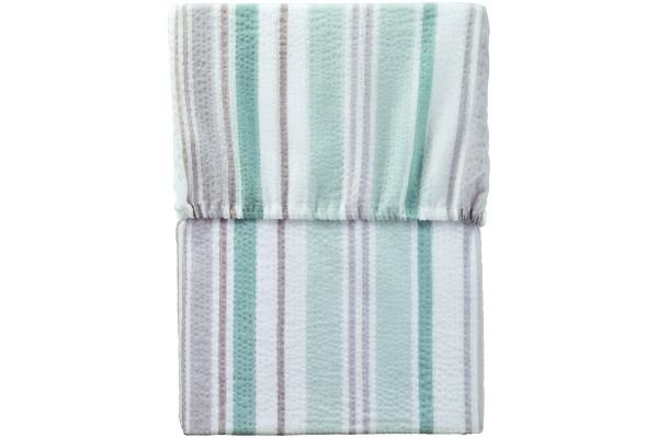 先染め綿混しじらワンタッチシーツ シングルミント