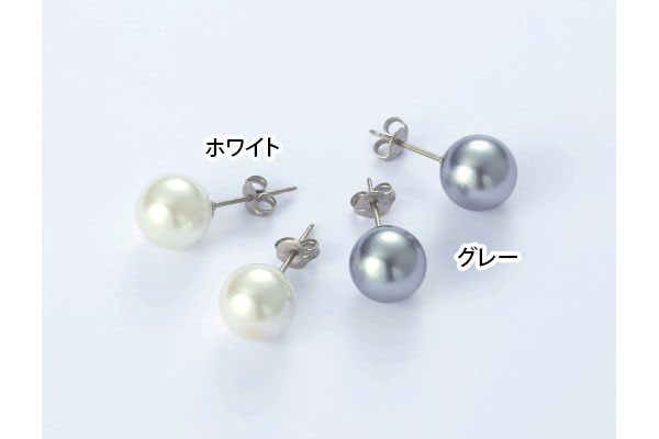 国産貝パール大粒　ピアス ホワイト