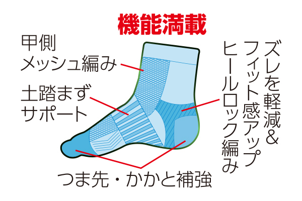 アクティブレインボー５本指ソックス（３色組　22〜25ｃｍ）